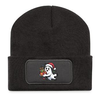 Weihnachtsgeist mit Geschenken - Recycelte Patch Beanie - Dunkelgrau - Vorne