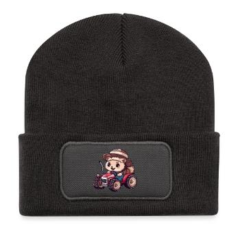 Igel Traktor Farmer - Recycelte Patch Beanie - Dunkelgrau - Vorne