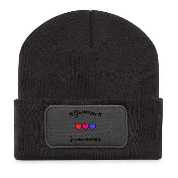 MAMMA. CHRISTMAS. HAPPY BIRTHDAY. HEART. HAPPY MOTHER'S DAY. - Recycled Patch Beanie - dark grey - Front