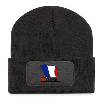 France Flag Heart - Recycled Patch Beanie - dark grey - Front