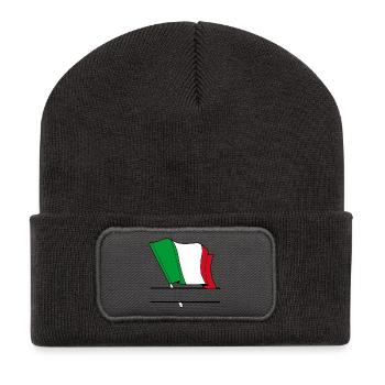Italy Flag – Name Space - Recycled Patch Beanie - dark grey - Front
