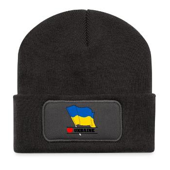 UKRAINE Herz - Recycelte Patch Beanie - Dunkelgrau - Vorne