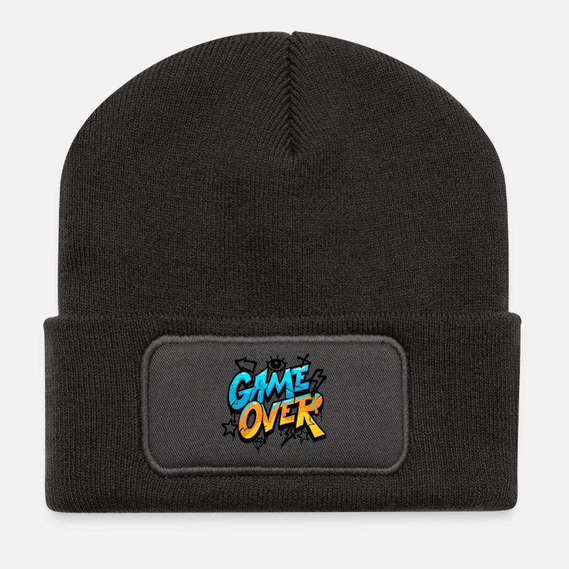 Game Over Neon Splash - Recycled Patch Beanie - dark grey
