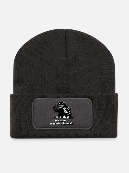 Monster isst, was ihm schmeckt - Recycelte Patch Beanie - Dunkelgrau