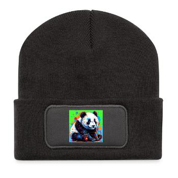 Panda - Recycelte Patch Beanie - Dunkelgrau - Vorne
