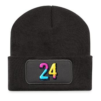 24 Zahl Bunt - Recycelte Patch Beanie - Dunkelgrau - Vorne