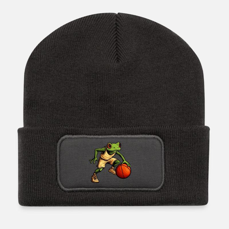Basketball Frosch - Recycelte Patch Beanie - Dunkelgrau