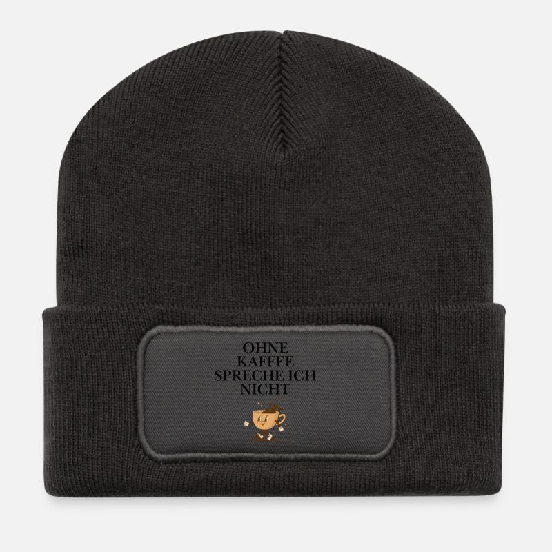 Kaffee und Morgen - Recycelte Patch Beanie - Dunkelgrau