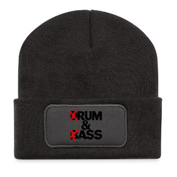 Drum & Bass / Rum & Ass Schlagzeuger Vintage-Musik - Recycelte Patch Beanie - Dunkelgrau - Vorne