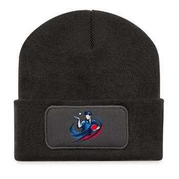 Joueur de ping-pong avec une chemise de service de tennis de table - Beanie recyclé à patch - charbon - Devant