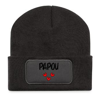PAPUA. PAPA. VATERTAG. FROHER VATERTAG - Recycelte Patch Beanie - Dunkelgrau - Vorne
