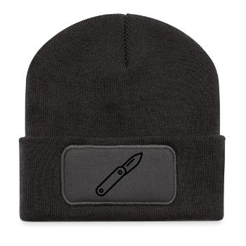 couteau - Beanie recyclé à patch - charbon - Devant