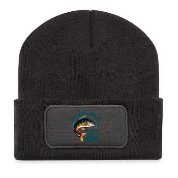 Das größte Glück Angeln mit Opa - Recycelte Patch Beanie - Dunkelgrau - Vorne