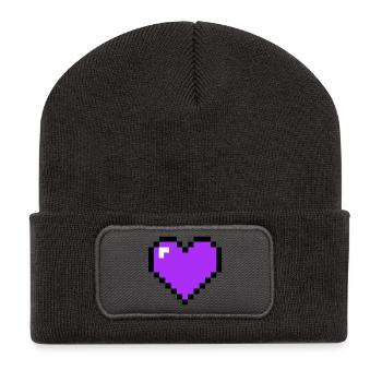 Pixel Heart 8-Bit Health - Recycled Patch Beanie - dark grey - Front