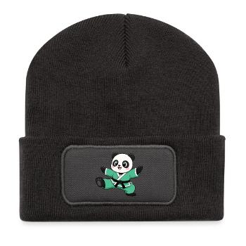 Panda Karate Kick Arts martiaux Arts martiaux - Beanie recyclé à patch - charbon - Devant