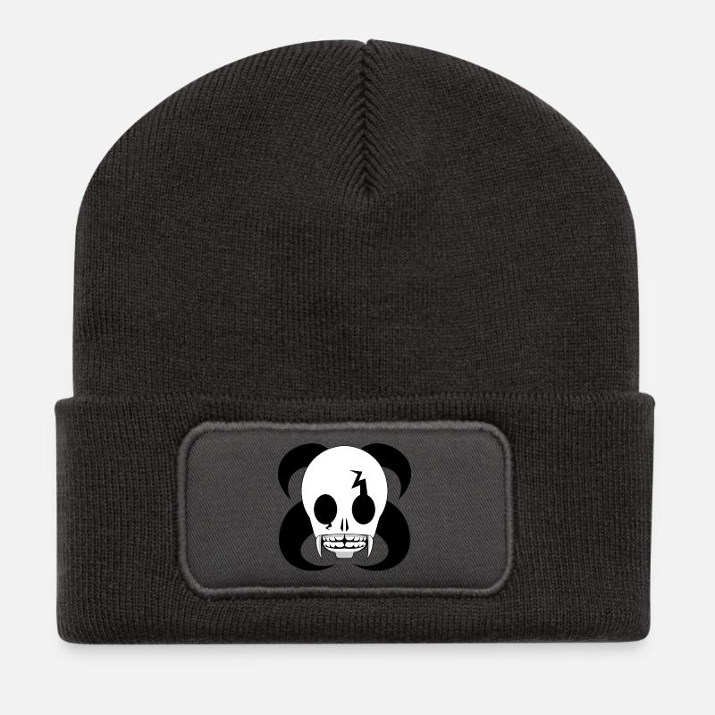 Punk Lightning Skull - Recycled Patch Beanie - dark grey