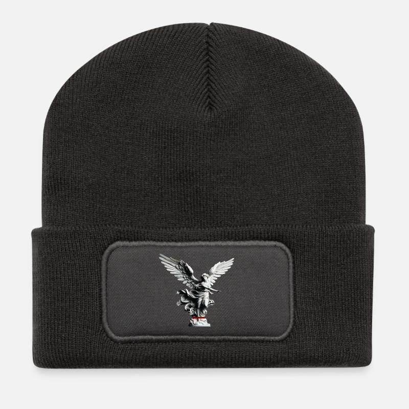 Angel Statue Black & White Elegance - Recycled Patch Beanie - dark grey
