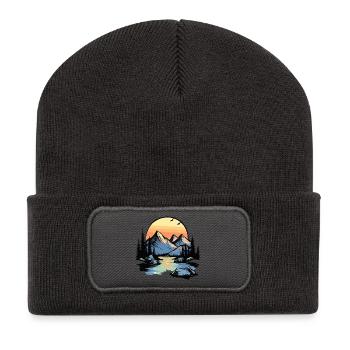 Montagnes Nature - Beanie recyclé à patch - charbon - Devant