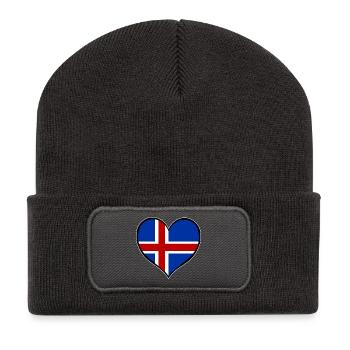 Iceland Heart Flag - Recycled Patch Beanie - dark grey - Front