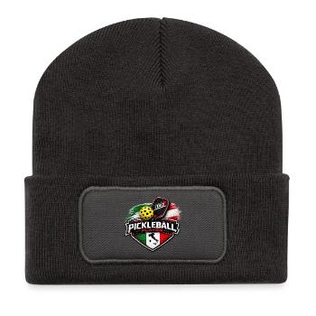 Pickleball-ITALIEN - Recycelte Patch Beanie - Dunkelgrau - Vorne