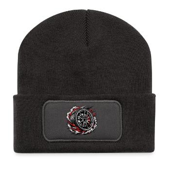 Rasende Felge im Wirbel - Recycelte Patch Beanie - Dunkelgrau - Vorne