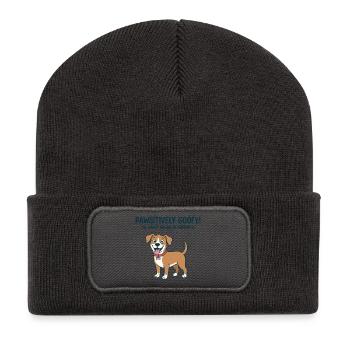 Pawsitively Goofy Dog Spaß - Recycelte Patch Beanie - Dunkelgrau - Vorne