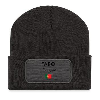 Faro Portugal Coordinates Travel Souvenir - Recycled Patch Beanie - dark grey - Front