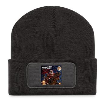 Liefernacht Weihnachtsmann Dino Humor Spruch Wild - Recycelte Patch Beanie - Dunkelgrau - Vorne