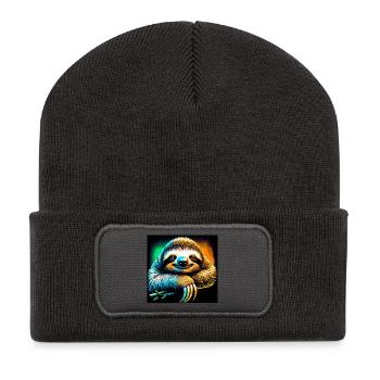 Faultier - Recycelte Patch Beanie - Dunkelgrau - Vorne