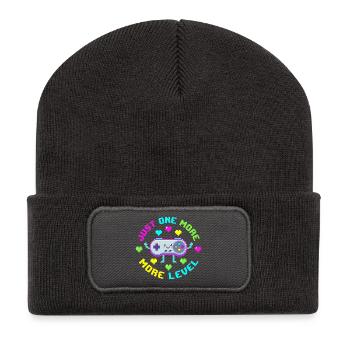 Retro Pixel Controller Level - Just one more level - Recycelte Patch Beanie - Dunkelgrau - Vorne