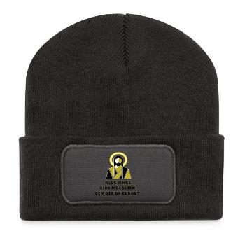Jesus modern mit spruch  - Recycelte Patch Beanie - Dunkelgrau - Vorne