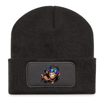 affe-cool - Recycelte Patch Beanie - Dunkelgrau - Vorne