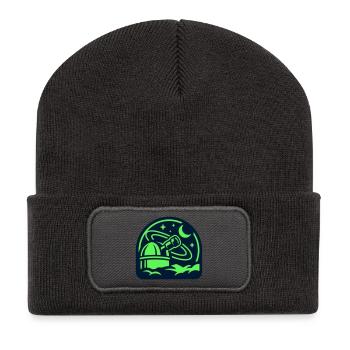 Sternwarte Teleskop Logo - Recycelte Patch Beanie - Dunkelgrau - Vorne