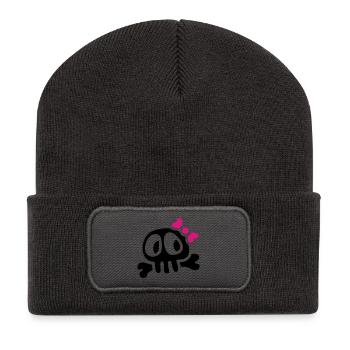 lady skull - Recycelte Patch Beanie - Dunkelgrau - Vorne