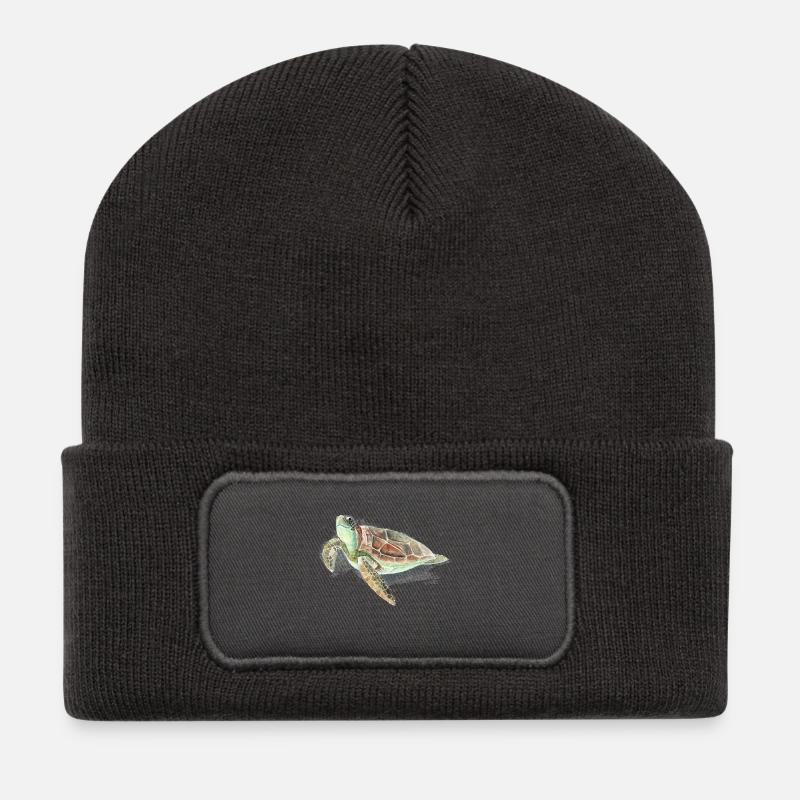 Schildkröte - Recycelte Patch Beanie - Dunkelgrau