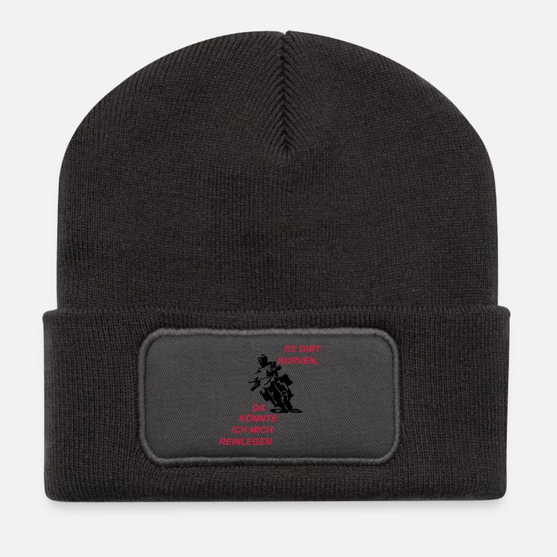 Es gibt Kurven - Recycelte Patch Beanie - Dunkelgrau
