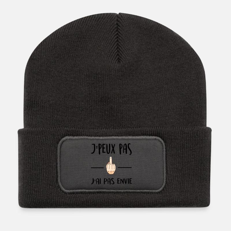 Ich kann nicht, ich will nicht - Recycelte Patch Beanie - Dunkelgrau