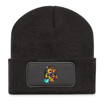 Punkiges Monster Chaos mit Gitarre - Recycelte Patch Beanie - Dunkelgrau - Vorne