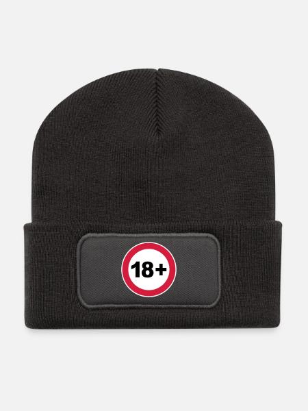 18/18 ans. / 18+ - Beanie recyclé à patch - charbon