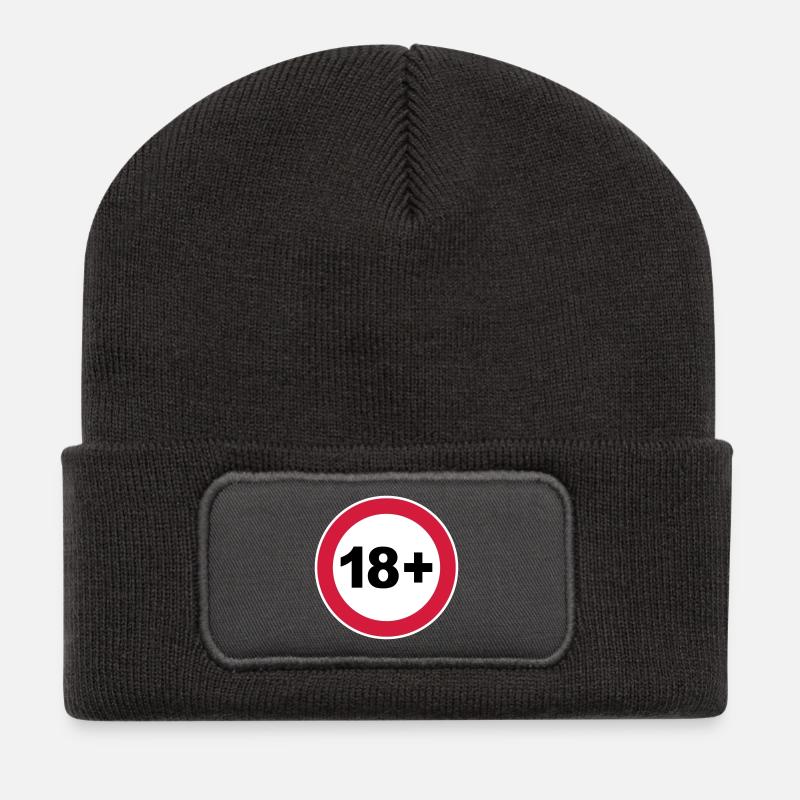 18/18 ans. / 18+ - Beanie recyclé à patch - charbon