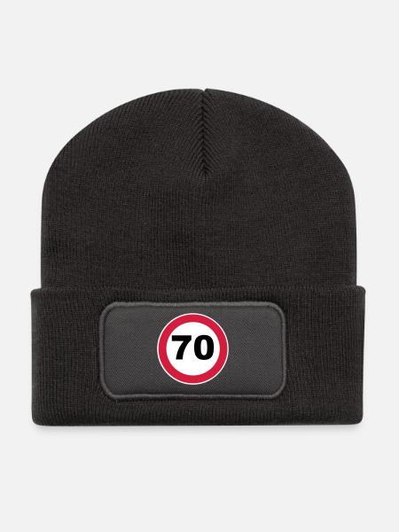 70th Birthday - Recycled Patch Beanie - dark grey