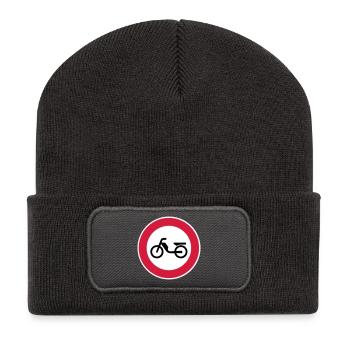 Mofa Moped Verbot Verbotsschild Verkehrsschild 2c - Recycelte Patch Beanie - Dunkelgrau - Vorne