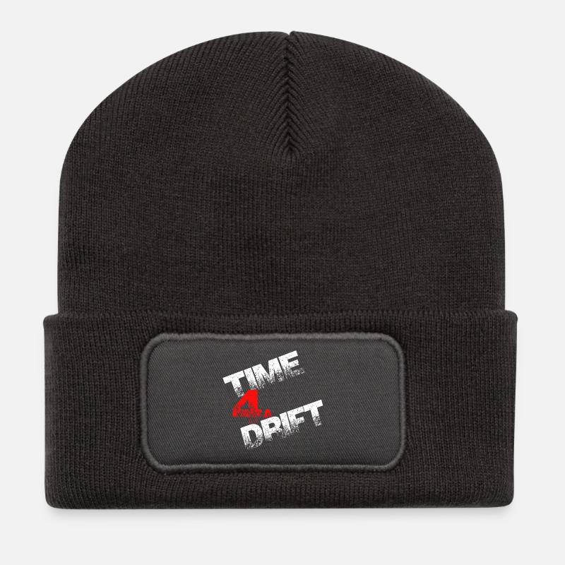Time 4a Drift driften Geschenk - Recycelte Patch Beanie - Dunkelgrau