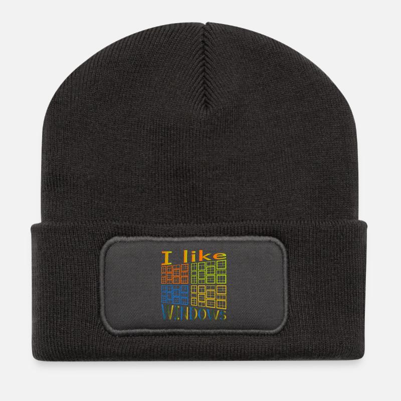 I like Windows - Recycelte Patch Beanie - Dunkelgrau