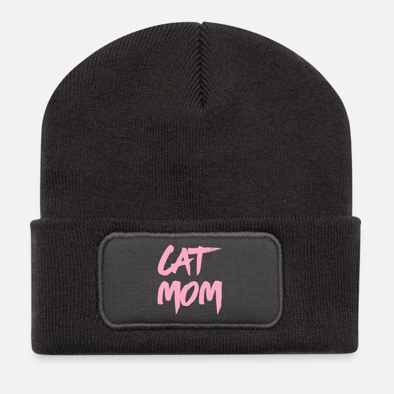 Chats T-shirt - Cat Mom - Beanie recyclé à patch - charbon