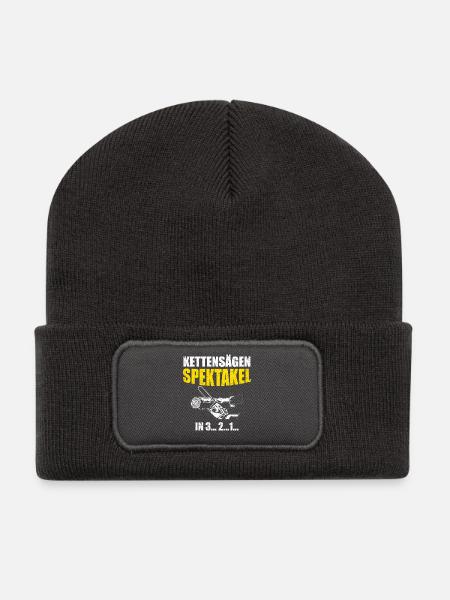KETTENSÄGE / HOLZ - Recycelte Patch Beanie - Dunkelgrau