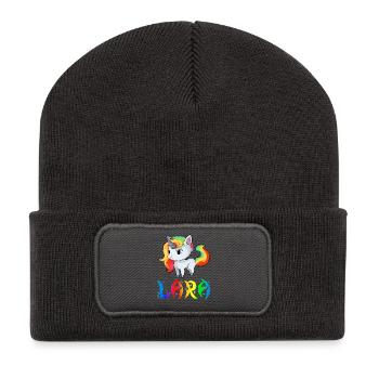 Lara Einhorn - Recycelte Patch Beanie - Dunkelgrau - Vorne