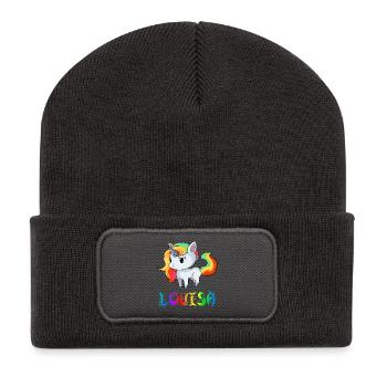 Louisa Einhorn - Beanie recyclé à patch - charbon - Devant