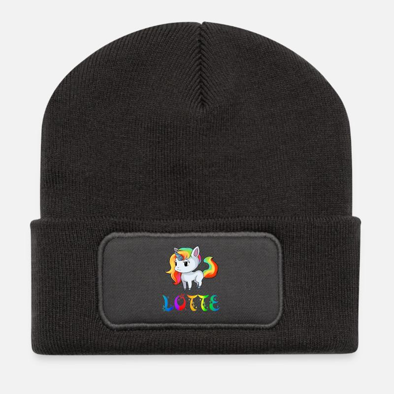 Lotte Einhorn - Recycelte Patch Beanie - Dunkelgrau