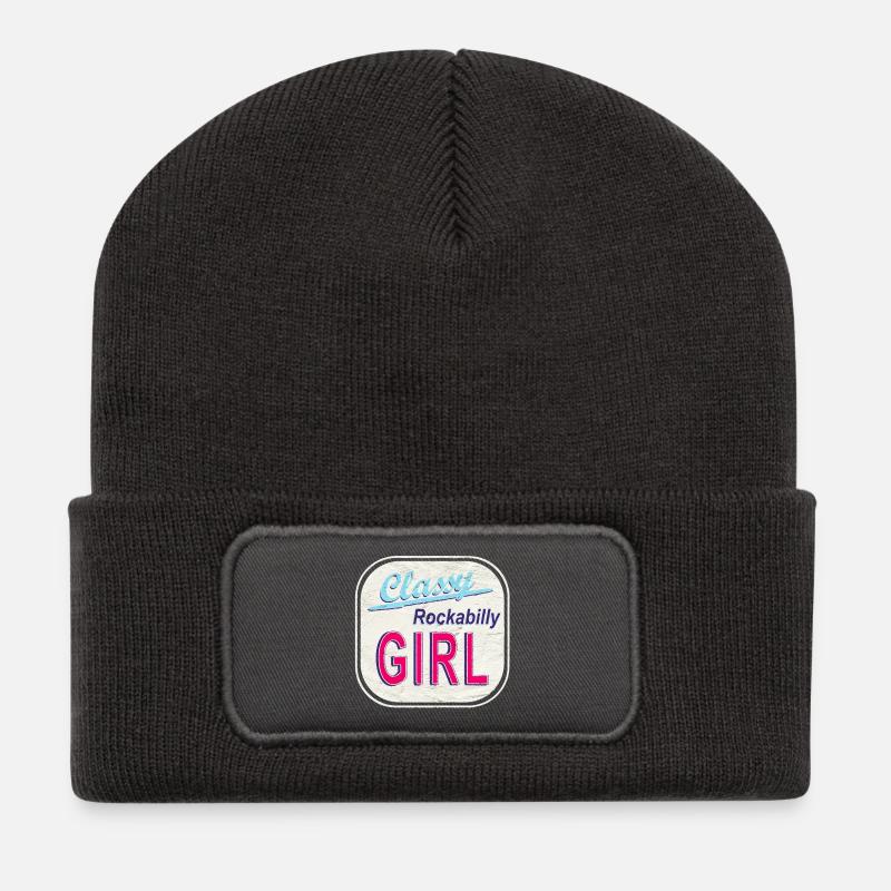 Classy Rockabilly Girl Vintage Logo - Recycelte Patch Beanie - Dunkelgrau